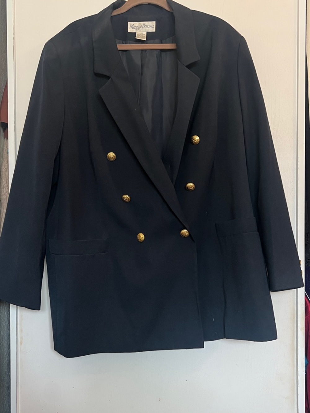 Maggie Barnes Navy Blazer with Gold Buttons